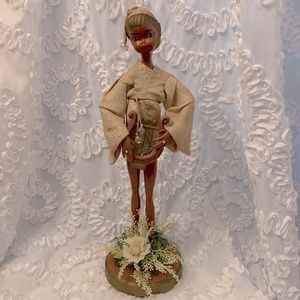 Dabs Vintage Pixie Doll Lyre Figurine 1950’s Made in Hong Kong Plastic 17”